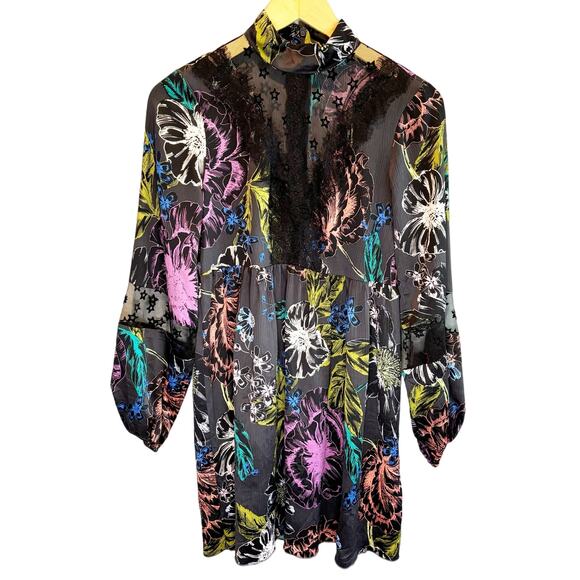 Guess Y2K Bright Floral & Sheer Star Print Babydoll Style Dress - size XS - Picture 2 of 8